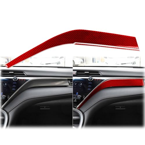 Durable Red Carbon Fiber Compatible with Toyota Camry 2018-2024 2019 2020 2021 2022 2023 Accessories Car Center Dashboard Right Side Trim Panel Cover Interior Trim Sticker Decal 2PCS - color: Dashboard Panel
