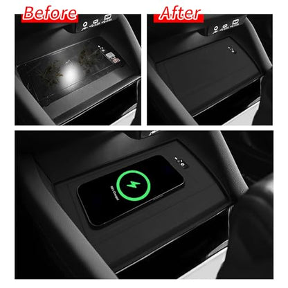SMABEE Center Console Wireless Charging Protective Mat for Subaru Forester 2025 Accessories Silicone Non-Slip Pad Interior (Only Fit for Wireless Charging) Black - size: Wireless Charging Protective Mat