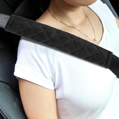 Amooca Soft Automotive Seat Belt Cover Seatbelt Shoulder Pad Neck Protector Cushions Universal Fit SUV Trucks Backpack 2 PCS Black 10.2in - color: Black, size: 10.2in-2pc