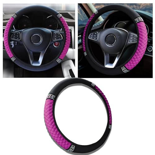 Bling Car Steering Wheel Cover, 15 Inch Anti-Slip Wheel Protector for Women Girls, Soft Leather Elastic Steering Wheel Protector, Car Interior Accessories for Most Cars (Purple) - color: Purple