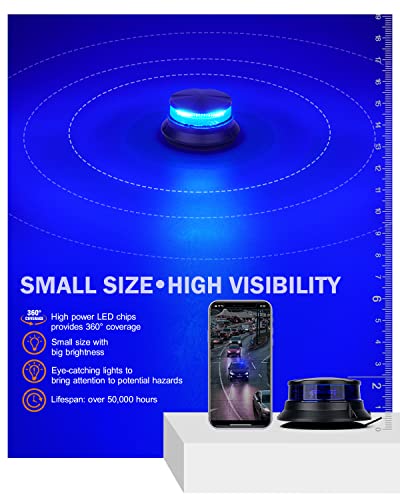 Xprite LED Rotating Beacon Light, 4.5Inch Super Bright Forklift Strobe Lights w/Magnetic Base for 12-24V Construction Truck Patrol Car Tractor Golf Carts-Blue - color: Blue