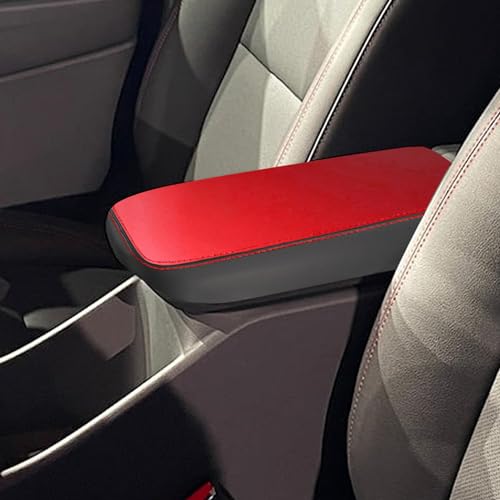 Car Armrest Cover Waterproof Center Console Pad Scratch Resistance Box Cover Anti-Scratch Leather Protector Pad for Chevy Trax 2024 2025 2026 Accessories(Red + Black) - color: Red + Black