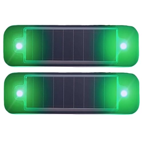 2Pack Solar Warning Lamp,WONFAST Waterproof Mini LED Solar Car Flashing Alarm Safety Lamp Bar Emergency Security Strobe Light for Bike Motorcycles SUV Truck Vehicle Night Driving (Green) - color: Green