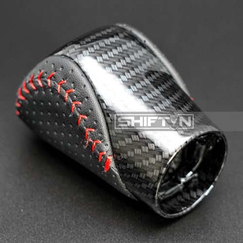 Gear Shift Knob Shifter for Lexus ES GS GX is NX RC RX 200t 300 350 3450h 450hL 350L (Black Leather Red Stitch/Carbon Look) - color: Black Leather Red Stitch / Carbon Pattern
