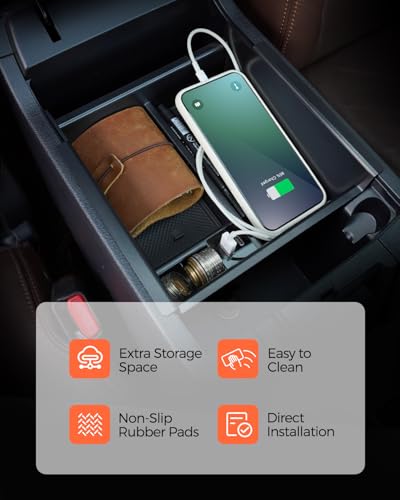 DrCarNow Upgrade for Toyota 4Runner Center Console Organizer Tray with USB Port 2010-2023 2024, Secondary Insert Storage Armrest Box ABS Black Materials for 4Runner 2010-2024 5th Gen Car Accessories