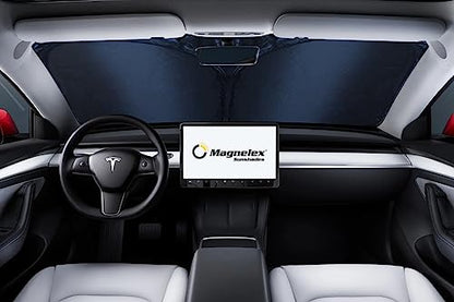 Magnelex Tesla Windshield Sun Shade (Model 3/Y), Reflective Polyester Blocks Heat & Sun, Foldable Car Window Sun Blocker, Mirror Cut-Out, Fade-Resistant Sunshade, Tesla 3 Accessories (Pack of 2) - size: MODEL 3/Y (Pack of 2)