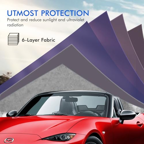 Car Cover Waterproof All Weather, 6 Layers Outdoor Full Exterior Cover Rain Sun UV Snowproof Protection with Zipper Cotton, Mirror Pocket for Mazda MX-5 - style: Mazda MX-5