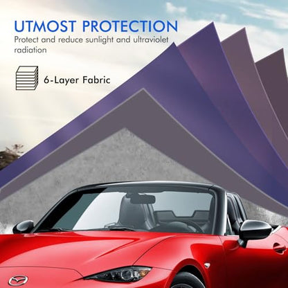 Car Cover Waterproof All Weather, 6 Layers Outdoor Full Exterior Cover Rain Sun UV Snowproof Protection with Zipper Cotton, Mirror Pocket for Mazda MX-5 - style: Mazda MX-5