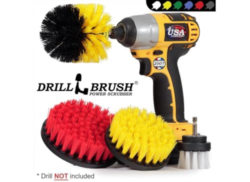 Drillbrush Drill Brush Attachment Set – Power Scrubber Brush for Tub, Tile, Shower, and Grout – All-Purpose Household Cleaning Brushes for Drill, Auto Detailing Brushes - Electric Grout Cleaner Kit - color: Multicolor