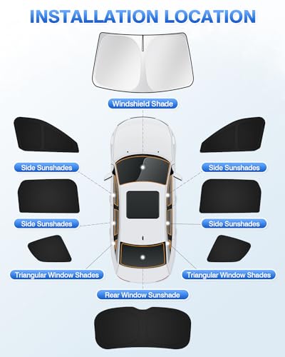 Canvcle Windshield Sun Shade for 2020-2025 2026 Kia Telluride Accessories Sunshade Side Rear Window Shade Cover Window Sun Visor Shield Privacy Protection Keep Vehicle Cool Black 8PCS - size: Kia Telluride 2020-Present