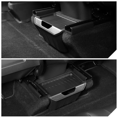 LUCKEASY Rear Center Console Organizer for Tesla Model Y 2021-2024 (Not fit Juniper 2025+) 2nd Row Under Floor Storage Box TPE Connected With ABS Lid Waterproof Model Y Rubbish Bin Anti-scratching - size: 2nd Row Box 1PCS