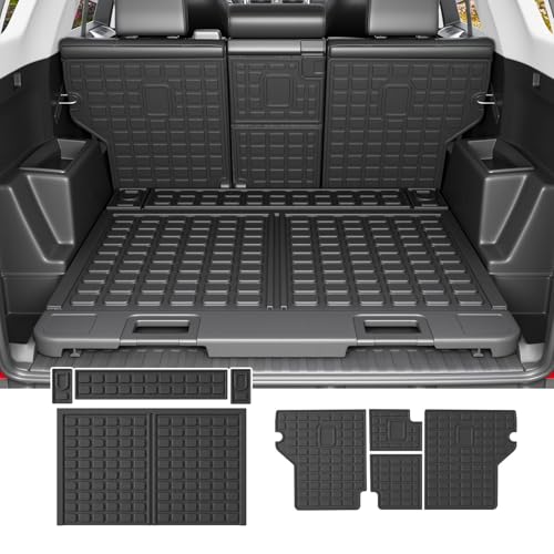 powoq Cargo Mat Compatible with 2010-2024 Toyota 4Runner Trunk Mat Replacement for 2010-2024 Toyota 4Runner Accessories 5 Seater-No 3rd seat (Fit W/Sliding Tray, Trunk Mat+Backrest Mats) - size: Compatible with 4Runner W/Sliding Tray| 2010-2024