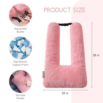 HIGOGOGO Washable Travel Pillow, Car Pillow for Kids & Adults, Travel Pillows with Removable Soft Cover and High-Support Foam, Fix Neck and Body Sitting/Sleeping on The Trip, Pink - color: U-pink