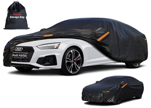 Kayme 7 Layers Sedan Car Cover Custom Fit for Audi A5/S5 (2012-2026), Waterproof All Weather for Automobiles,Rain Sun UV Protection.Black - color: PE-Black, size: Custom Fit Audi A5/S5