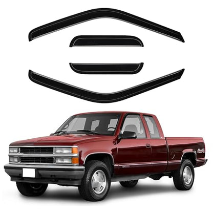 Canvcle Window Visors Rain Guards for 1988-1999 Chevy/GMC C1500/C2500/C3500/K1500/K2500/K3500 Extended Cab Accessories, Outside-Mount Window Wind Deflectors Vent Visors Shades Rainproof Black - size: Chevy/GMC C/K1500 1988-1999