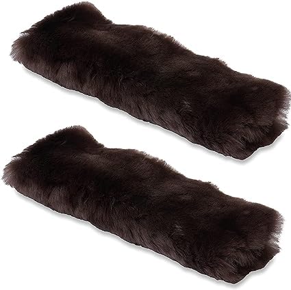 Andalus Genuine Sheepskin Car Seat Belt Cover Pad – Soft Fuzzy, Comfy Fluffy Seatbelt Covers, Shoulder Pad Neck Cushion Protector, Car Accessories for Woman, Man, Girl (Brown, 2-Pack) - color: Brown