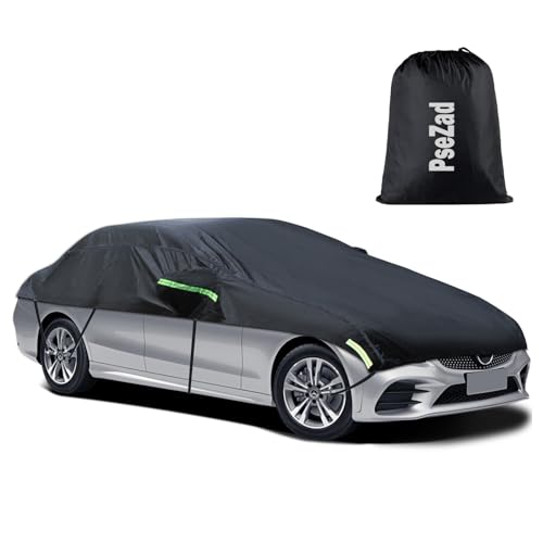 Universal Half Car Cover Waterproof All Weather, Black Car Covers for Automobiles Outdoor Indoor for All Season Waterproof Dustproof Uv Resistant Snowproof Fit for Sedan - color: Black Sedan