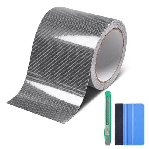 Lypumso 6D High Gloss Carbon Fiber Vinyl Wrap Tape, Chrome Delete Tape for Cars Motorcycle Detailing DIY Car Door Edge Guard Decals Blackout Tape Roll (6D Grey, 4in x 30ft) - color: 6D Grey, size: 4in x 30ft