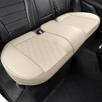 Rear Bottom Seat Cover for Cars, 1-Pack Luxury Faux Leather Back Bench Car Bottom Seat Cover Auto Seat Cushion, Anti-Slip, Waterproof, Universal Fit, Beige - color: Rear Seat - Beige