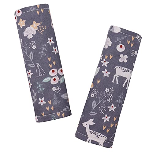 DILIMI Baby Car Seat Neck Cover, 2Pcs Carseat Belt Cover Pad, Shoulder Strap Protectors, Seat Belt Covers Cushion for Boy Girl (Grey Flower Deer) - color: Grey Flower Deer