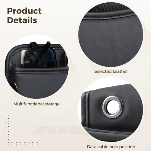 2 Pcs Car Storage Pockets, Universal Adhesive Leather Vehicle Gap Organizer, Multi-functional Center Console Accessories, Driver Passenger Side for Phone Wallet Keys, Black