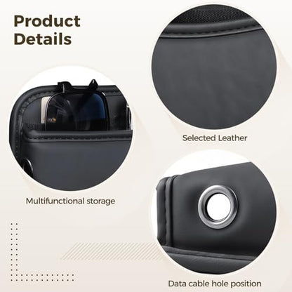 2 Pcs Car Storage Pockets, Universal Adhesive Leather Vehicle Gap Organizer, Multi-functional Center Console Accessories, Driver Passenger Side for Phone Wallet Keys, Black