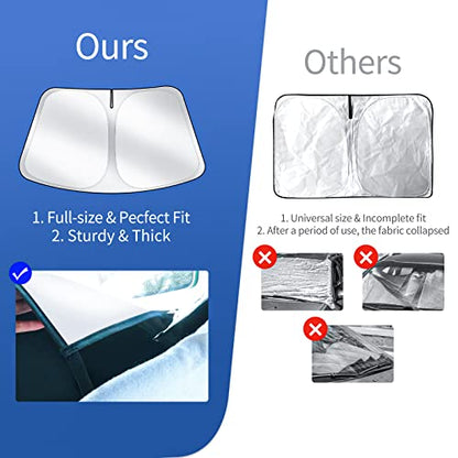 Upgraded Sunshade, Improved UV Protection Fabric, Foldable Front Sun Shade, Custom Accessories for Tesla Model 3/Y/Y Juniper 2016 to 2026 - size: For Tesla Model 3/Y (57''×35'')