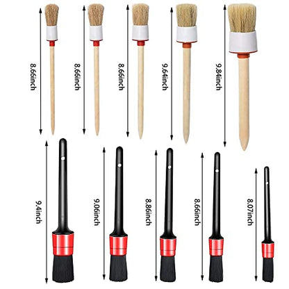 10PCS DUALSHINE Car Auto Detailing Brush Set, Auto Detailing Brushes Cleaner Car Detailing Brushes Exterior, Car Interior Brush for Detailing Cars Automotive Interior, Wheels, Exterior, Leather