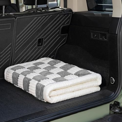 Backseat Pet Bed Mat,Dog Bed for Car,Dog Seat Cover for Car Back Seat, Non-Slip Travel Pet Mat, Fit for Backseat Extenders and Seat Covers (Light Gray&White) - color: Black