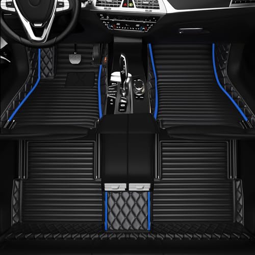 All-Weather car Floor MATS-Suitable for 99% of car Models,Leather car mat, offering Personalized Embroidery and Multiple Color Options,Provide Protection for car Rug (2+1blue) - color: 2+1blue