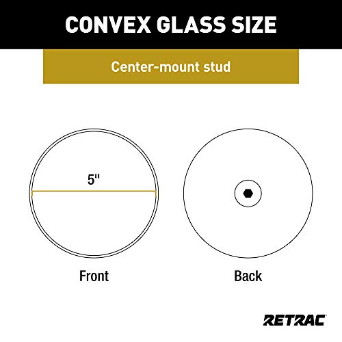 RETRAC 610131 5-Inch Black Steel Center-Mount Convex Mirror Head, Universal Driver or Passenger Side