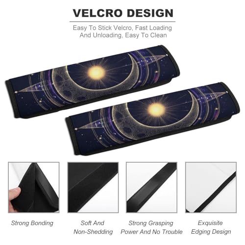 Fashion 2PCS Car Belt Covers, Sacred Geometric Symbol Purple Space Galaxy Stars Mystic Sun Moon Protect Your Shoulders Car Safety Seat Belt Strap - color: Color352