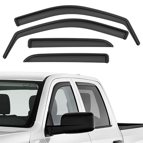 in-Channel Rain Guards Compatible with 2009-2018 Dodge RAM 1500 Crew Cab, Durable Side Windows Rain Guard, 2016 Ram 1500 Wind Deflectors Black 4PCS - size: 2009-2018 RAM 1500 Crew Cab (In-Channel)