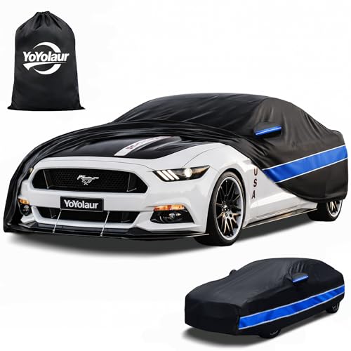 Car Cover Custom Fit Ford Mustang,10-Layer Car Cover Waterproof All Weather,Full Exterior Cover with Cotton Lining,Sun Rain UV Dust Snow Protection with Door Zipper,Fit for Ford Mustang 1994-2025 - size: Custom Fit for Ford Mustang