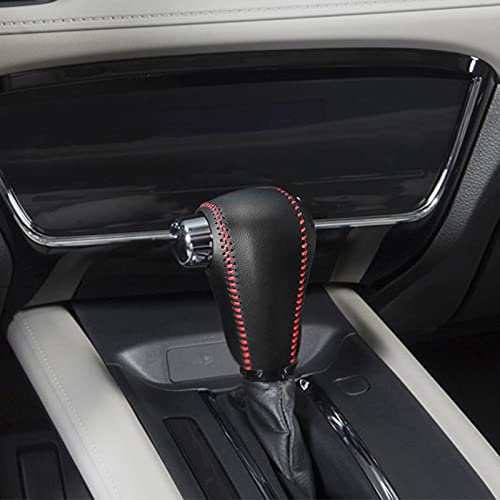 Compatible with DIY Genuine Leather Gear Shift Knob Cover Interior Accessories Protective Decoration for Honda HR-V 2022 2021 2020 2019 2018 2017 2016 Black with Red Stitches - color: 2016-2022