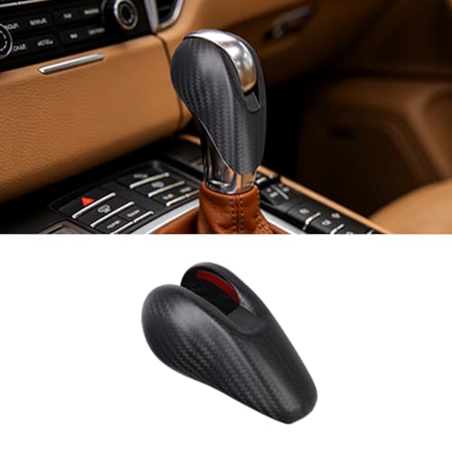 Fit for Porsche Macan Panamera Cayman 911 718 Boxster 2009-2020 Real Carbon Fiber Interior Gear Shift Head Cover Knob Trim Car Interior Accessories (Matte Black Carbon) - color: Matte Black Carbon