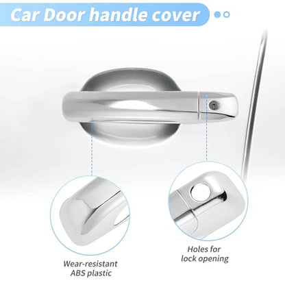 Door Handle Tailgate Cover Protector Set for Dodge for Ram 2500 3500 2020-2025 Front Rear Exterior Door Handle Tailgate Cover Chrome Silver Tone