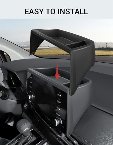 Ecarzo Dash Tray Phone Holder Compatible with 2021-2024 Toyota Sienna Interior Accessories, Hidden Storage Organizer Behind Screen Sunglass Tissue Holder（Not Fit 2025 Sienna） - size: Toyota Sienna 2021-2024 Behind Screen Tray