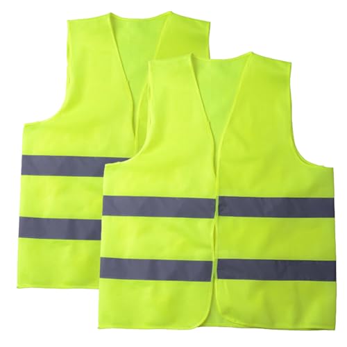 Hao Zhu 2 Pack Hi Vis Safety Vests with 2 Reflective Stripes,for Traffic Work, Running, Surveyor and Guard Construction Vest - color: S Green