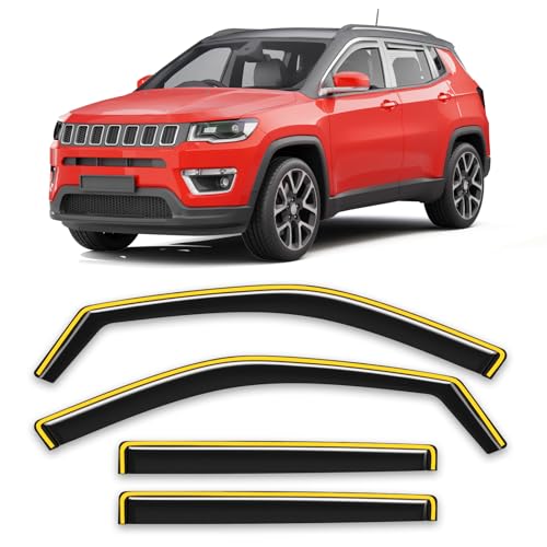 in-Channel Rain Guard Fit for Jeep Compass 2017-2026 Extra-Thick Window Rain Guards Extra Durable Window Deflectors Window Vent Visors Vent Low-Profile Shades Exterior Car Accessories - size: Fit for 2017-2026 Jeep Compass