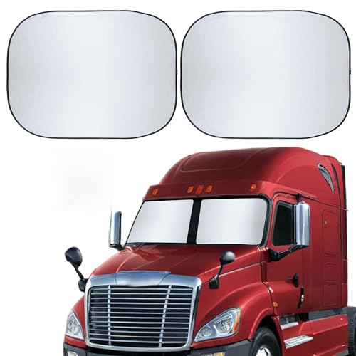 EcoNour Windshield Sun Shade for Semi Truck Size (40" L x 32" D), Front Window Reflective Sunshade for Large Vehicles, 240T Polyester Silver Coated Heat and UV Block Protection - size: Semi-truck