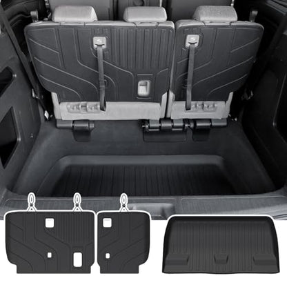 Cargo Lower Mat Backrest Mats for 2018-2026 Honda Odyssey, All Weather TPE Trunk Cargo Liner Mat Accessories(Backrest Mat for 3rd-Row & Lower Mat for Well Area)
