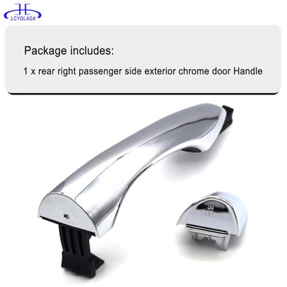 Exterior Door Handle with End Cap Cover - Rear Right Passenger Side Chrome for 2016-2020 Kia Sorento - Replaces 82661-C5010, 83662-C5010 - size: Rear Right