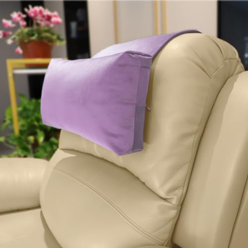 Headrest Pillow with Pearl Cotton Filling - Non-Slip Headrest Cushion with Velvet Cover for Recliners, Sofas and Loveseats (Lavender) - color: Lavender