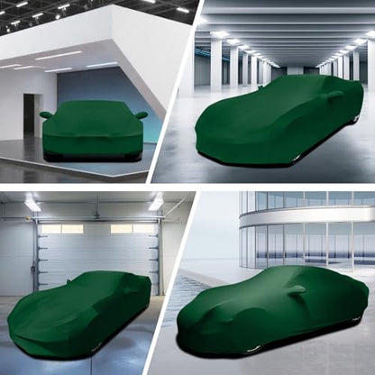 WinPower Indoor Sports Car Cover 181-192 Inch Soft Stretch Breathable Dustproof Scratch Protection Elastic Full Cover for Underground Garage Auto Show, Green - size: L-sport Car(181-192 Inch)