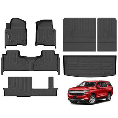 Wailtnb-All Weather Floor Mats & Cargo Liner for 2026 2025-2021 Chevrolet Tahoe & GMC Yukon (8 Seater) (Not fit XL) Custom Fit Tahoe Durable Easy to Clean fit for Tahoe Accessories for Tahoe - style: 31|For Tahoe 8/Yukon | 2021-2026 | Backrest Set