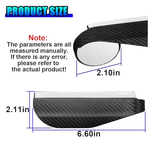 YoRise 2PCS 2-in-1 Car Blind Spot Mirrors with Rain Guard, 360° Adjustable Carbon Fiber Automotive Side Rear View Mirror, Universal Exterior Reversing Accessories for SUV Truck (Black)