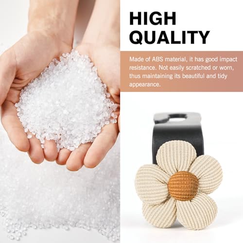 Downhill 2 PCS Car Headrest Hooks, Cute Flower Car Seat Storage Hook, Portable Car Seat Storage Hooks, Universal Car Seat Accessory, Suitable for Wallets and Bag Outer Covers (Beige)