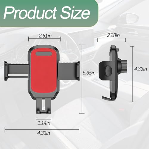 Car Phone Holder, Strong Suction Cup Vehicle Windshield Dashboard Air Vent Cellphone Mount, 360° Rotating Adjustable Smartphone Holder, Universal Automotive Accessories (Red) - color: Red