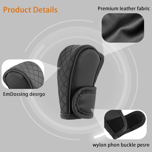 Car Gear Shift Cover Diamond Lattice Design Manual & Automatic Shift Knob Cover Anti-Scratch PU Leather Shift Knob Universal Car Accessories for Cars,Trucks,SUVs (Black) - color: Black